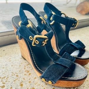 Tory Burch Beckett-Denim wedges size 7